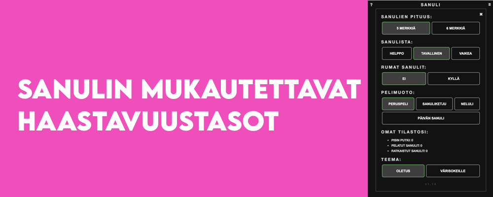 Vaihda sanuli vaikeustasoja